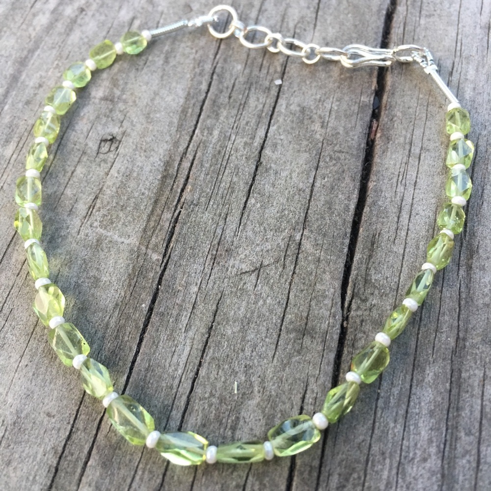 Peridot Gems Sterling Silver Bracelet Gift Jewelry